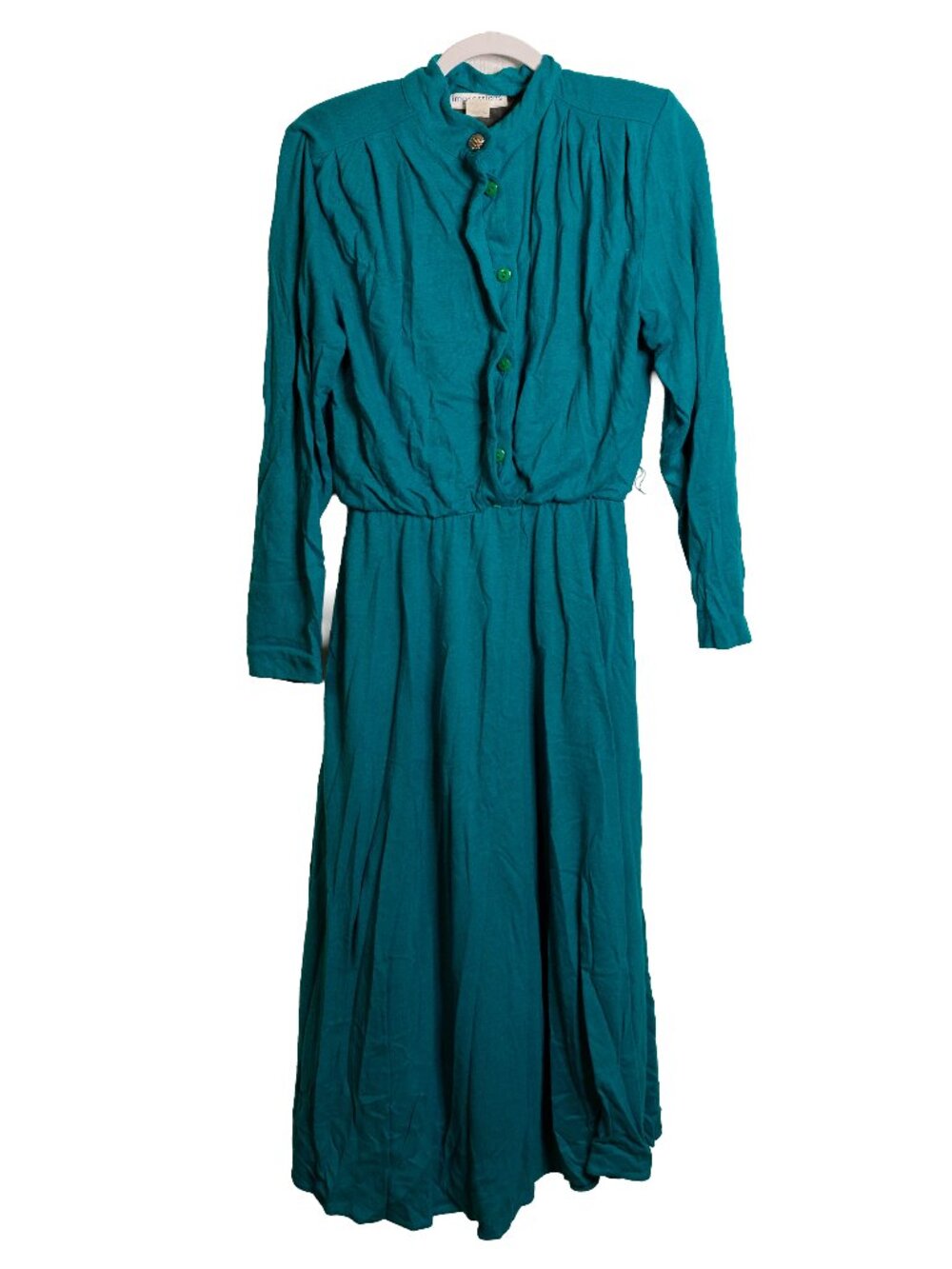 Vintage 80s 90s Impressions Dresses Aqua Teal Maxi Dress - Size 10